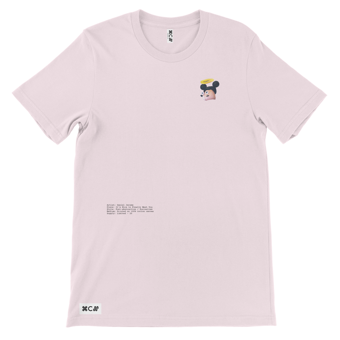 Its Finally Nice to Meet You light pink mickey mouse contemporary custom tshirt design by Daniel Jerome available at COPYPASTA