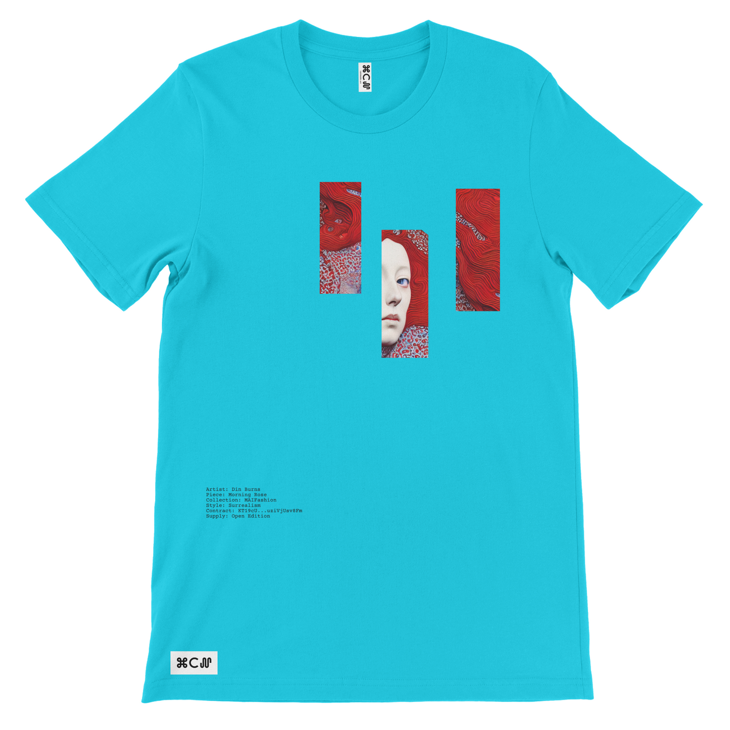 Morning Rose teal blue aqua abstract fashion custom tshirt design by Din Burns available at COPYPASTA