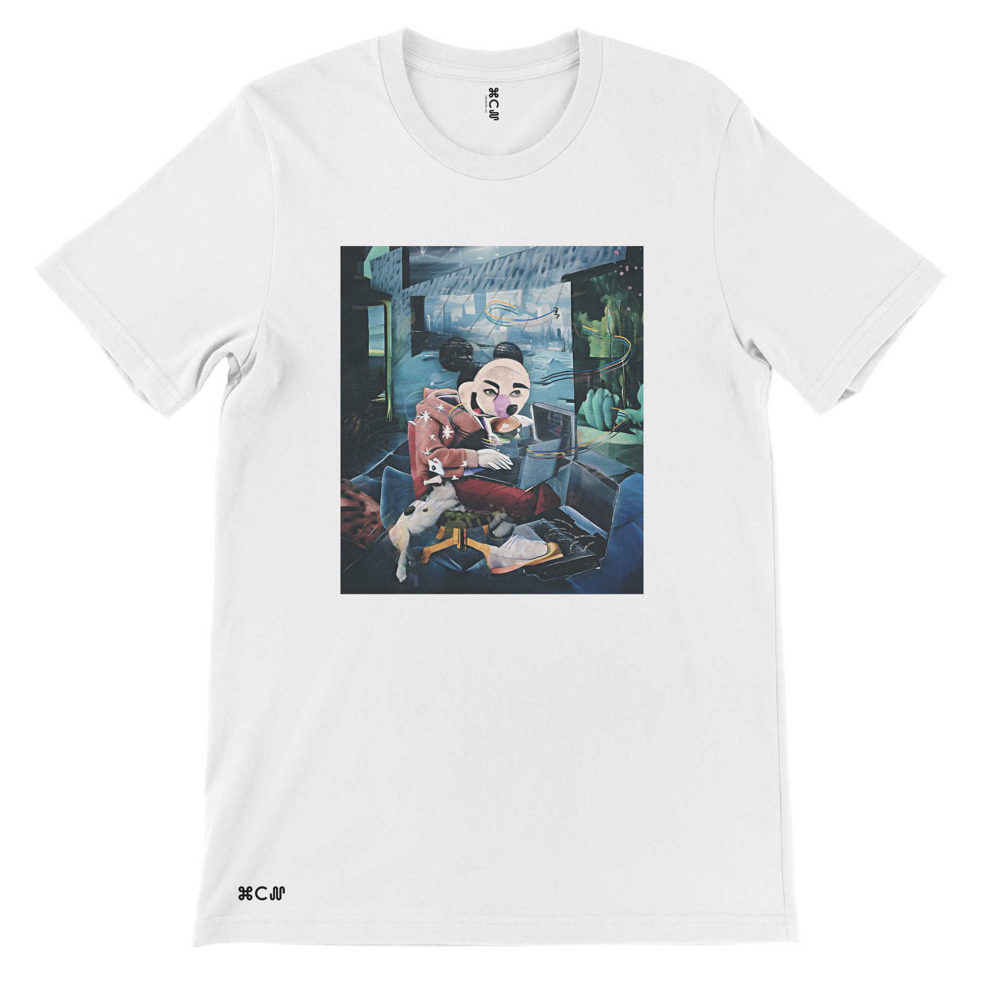 Work from Home white mickey mouse custom tshirt design by Daniel Jerome available at COPYPASTA