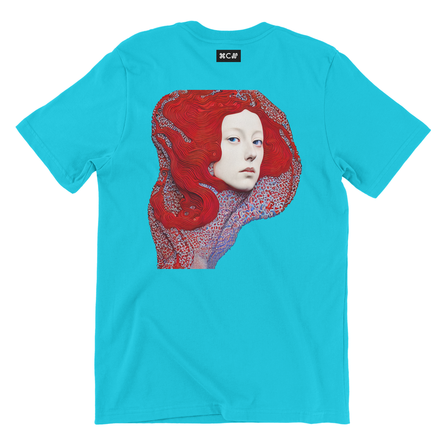 Morning Rose teal blue aqua artistic fashion custom tshirt design by Din Burns available at COPYPASTA