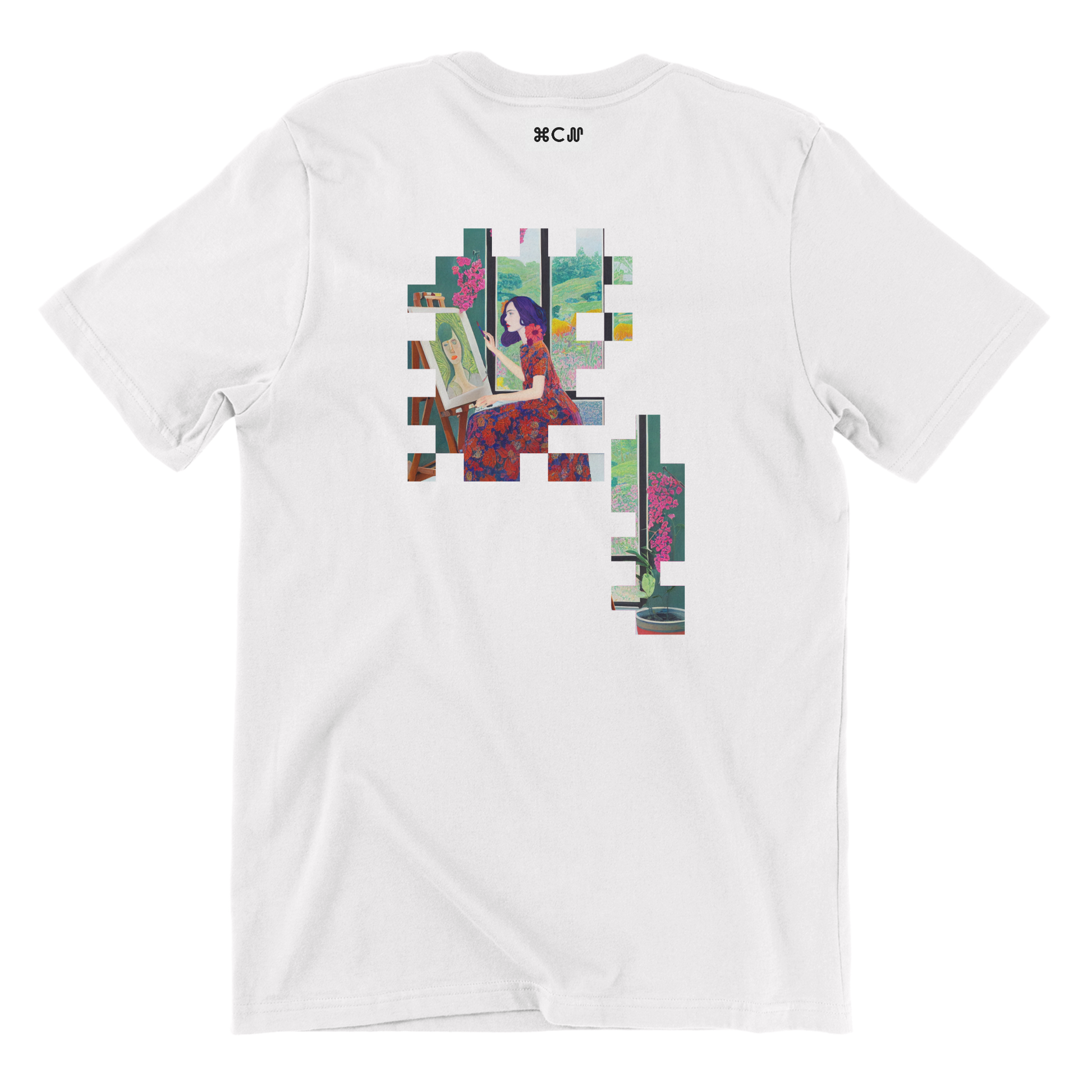 Negar Sepehr contemporary colorful fashion design on a white tshirt. LGBTQ